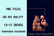 Watercolor Christmas Flamingo Clipar, an Illustration by SVGArt (Thumbnail 4 of 8)