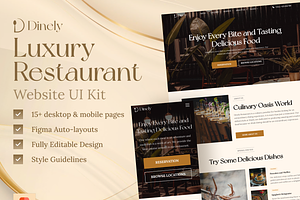 Dinely - Luxury Restaurant Website, an UI Kit Template by dhuhacreative