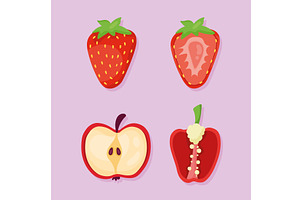 four fruits and vegetables, a Food Illustration by studiogstock