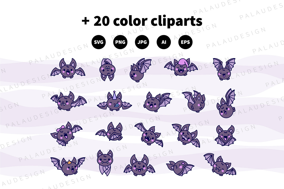 Bat Halloween Clipart Set, an Animal Illustration by Palau (Photo 10 of 12)