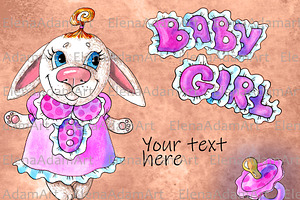 Welcome Baby Girl Watercolor Clipart