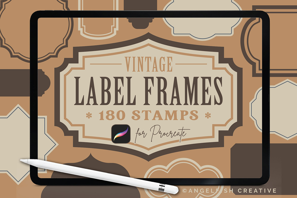Label Frames Brush Set for Procreate, a Brush Add-On by AngelfishCreative (Photo 1 of 6)