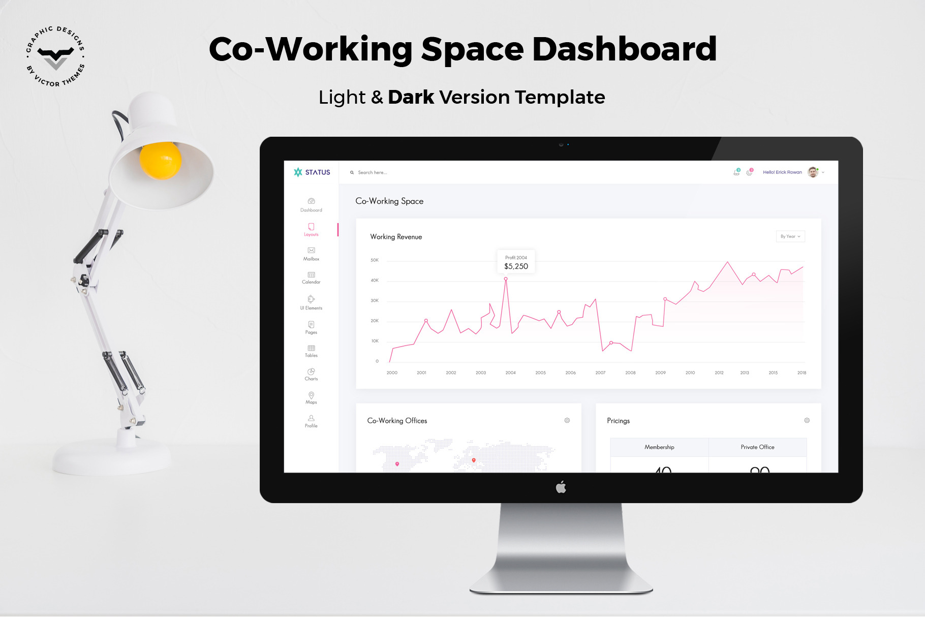 Co Working Admin Dashboard UI Kit, an UI Kit Template by VictorThemes