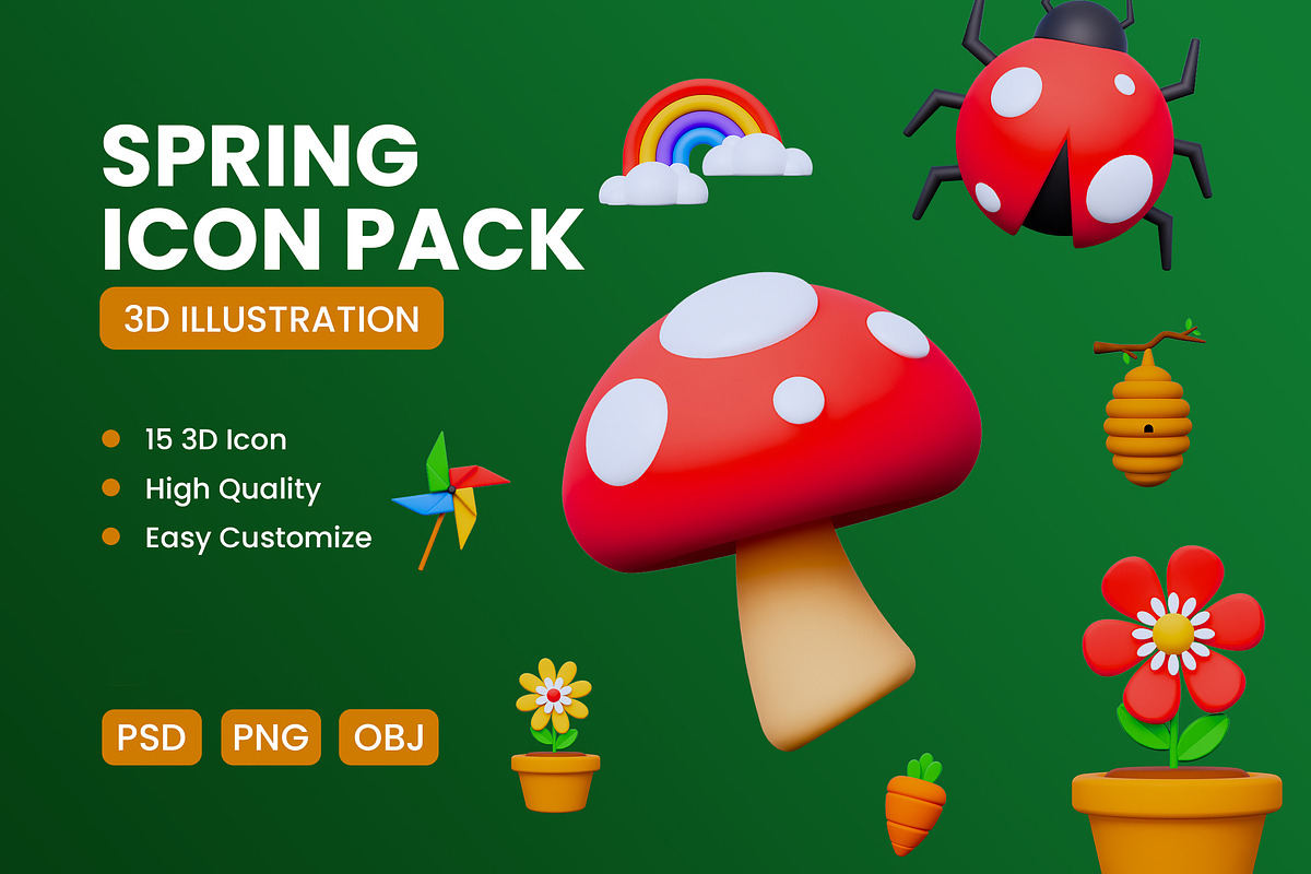Spring 3D Icon Pack, an Object 3D Model by deviapuspitasari2 (Photo 1 of 2)