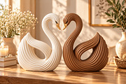 Elegant Swan Couple Sculpture STL, a Scene 3D Model by Layerology (Thumbnail 3 of 4)