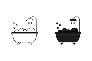 Bathtub with Showerhead and Bubbles, an Object Illustration by Gentle Studio