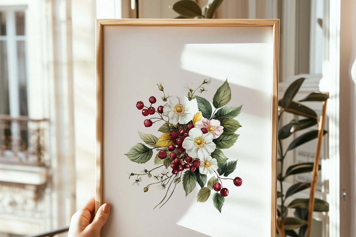 White Flowers with Berries, a Decorative Illustration by ThaismotaCreativeCo (Photo 2 of 9)