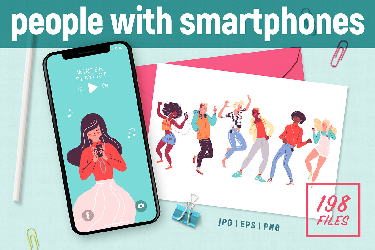 people with smartphones, a Person Illustration by Funnystore (Photo 1 of 5)