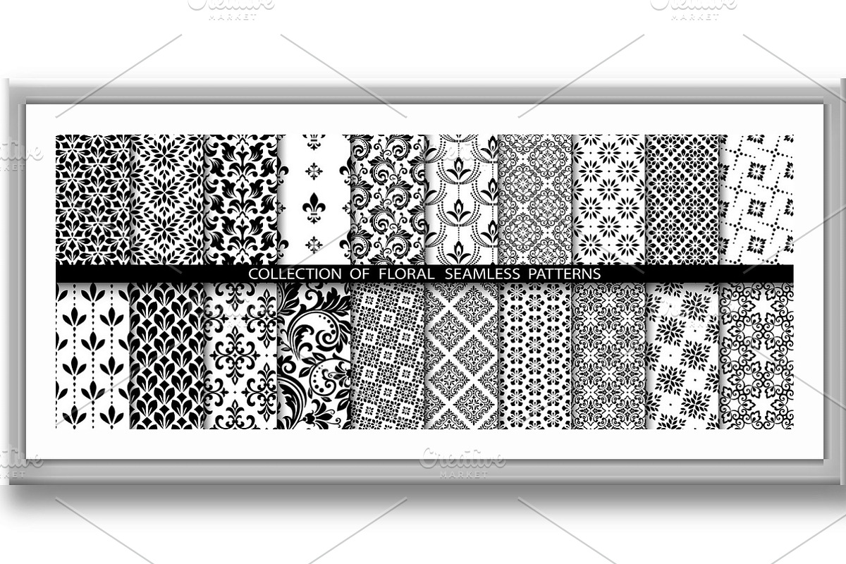 Geometric floral set of seamless, a Background Graphic by RODINA (Photo 3 of 3)
