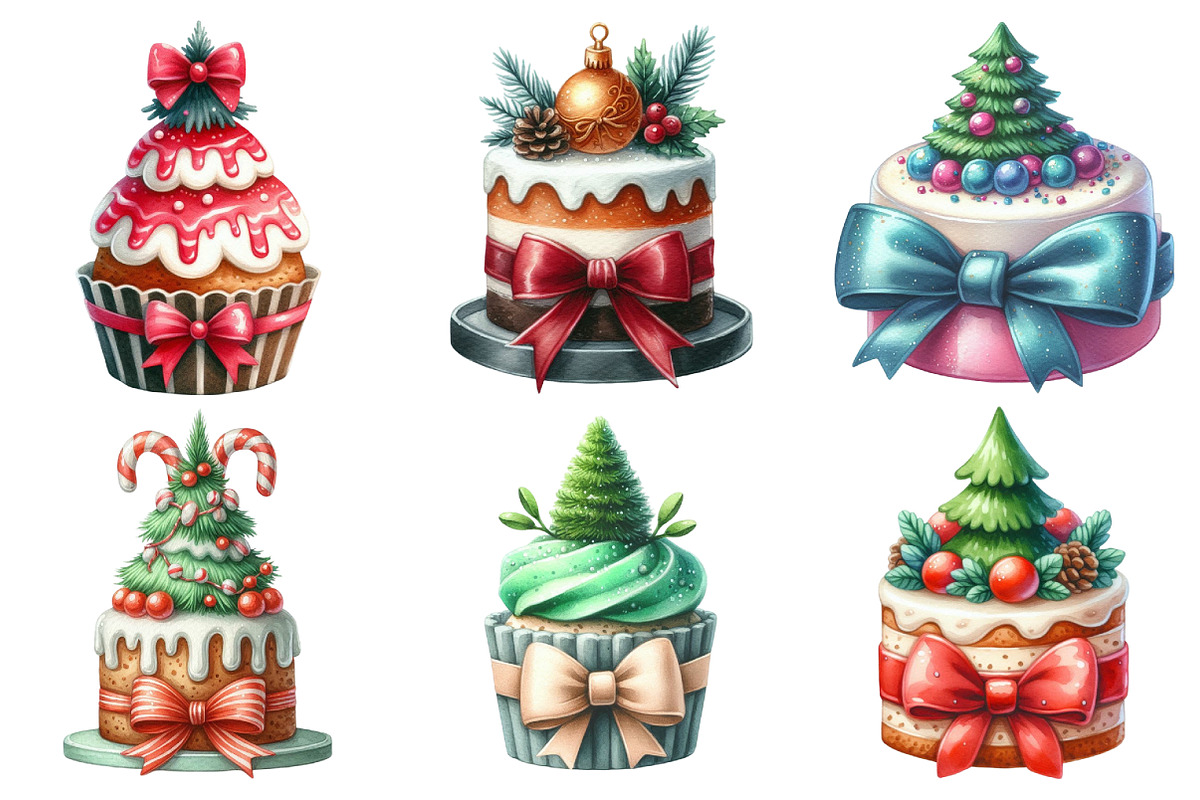Cute Christmas Tree Cake Bow Clipart, an Illustration by Daily.Designs (Photo 5 of 5)
