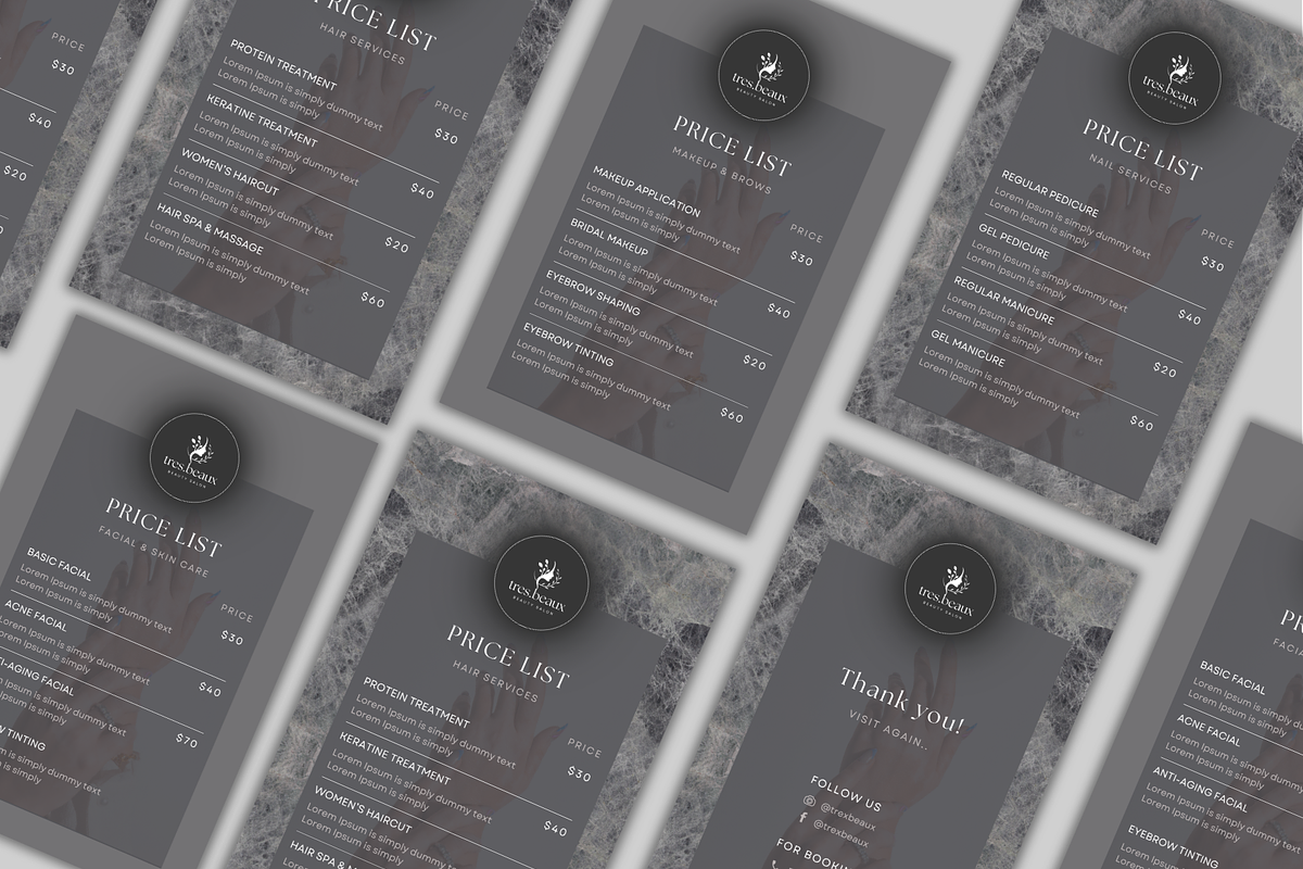 Elegant beauty salon menu template, a Card Template by Avyukta Envision Digital (Photo 4 of 4)