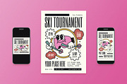Cartoon Ski Tournament Flyer Set, a Flyer Template by Aiyari Graphic (Thumbnail 1 of 3)
