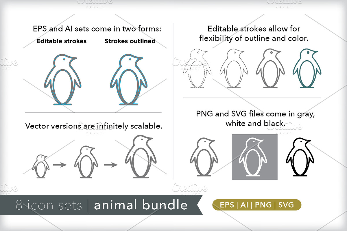 Animal 8-pack icon bundle, an Outline Icon by Picture Window (Photo 2 of 9)