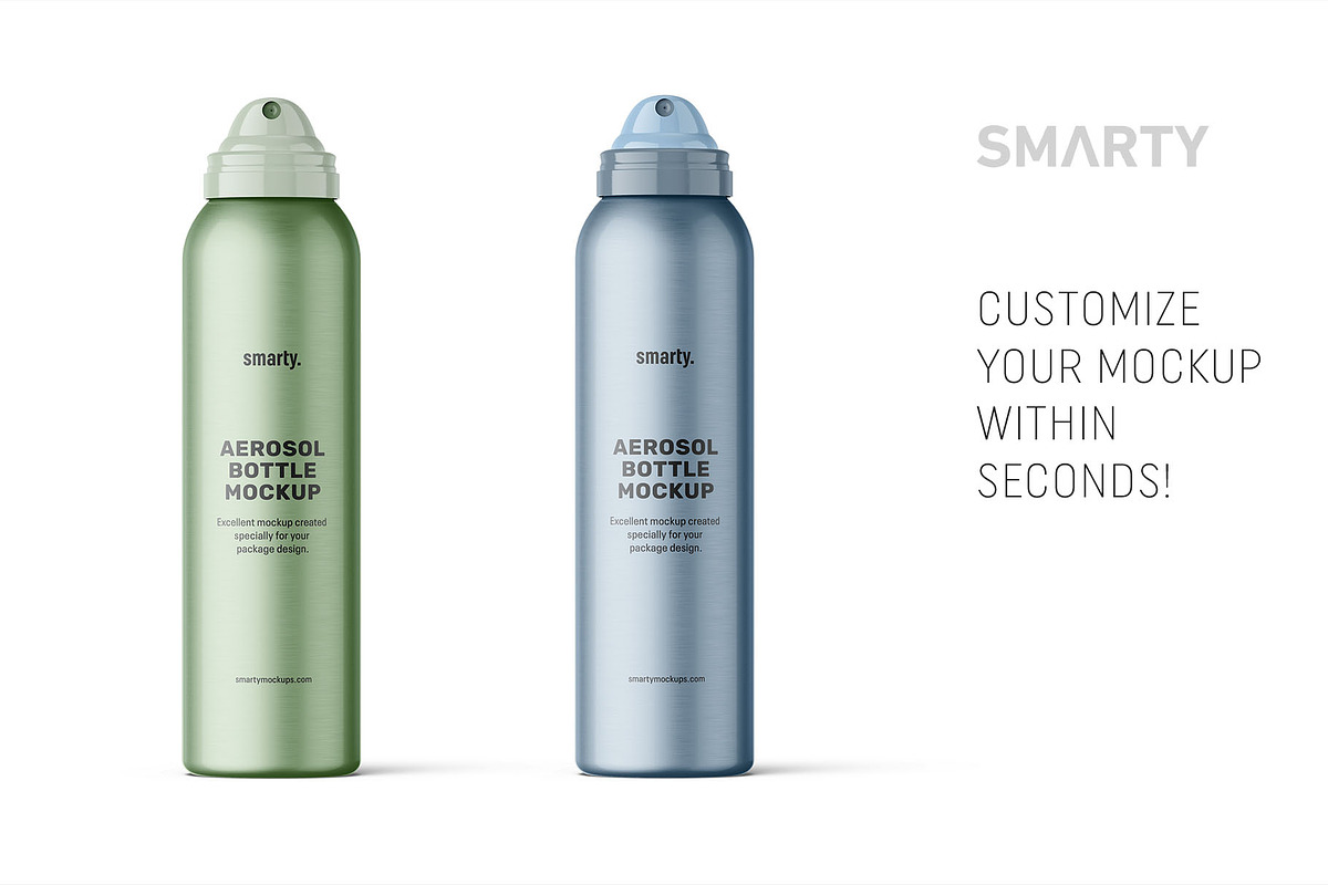 Metallic aerosol bottle mockup, a Packaging Mockup by Smarty Mockups (Photo 3 of 5)