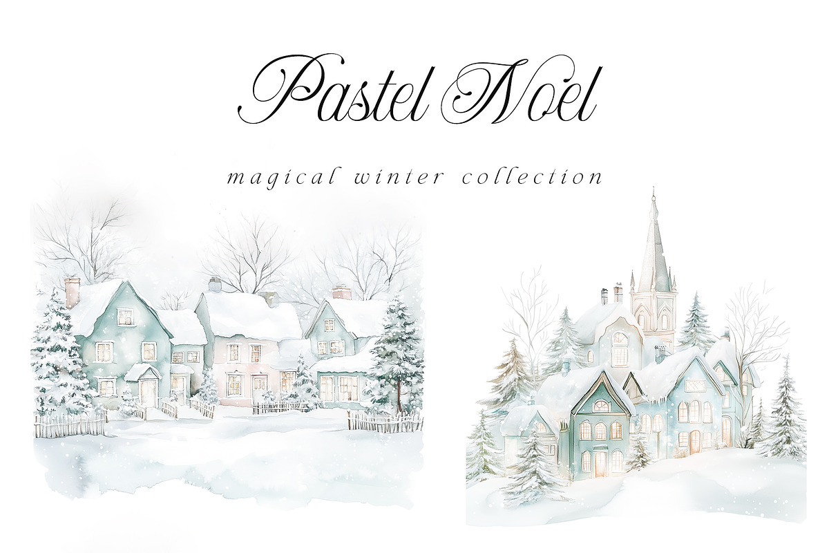 Pastel Noel - Magical Winter Set, a Seasonal Illustration by studioequinox (Photo 7 of 10)