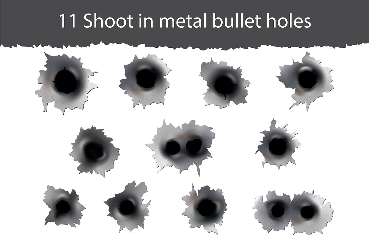 Bullet holes of gun or pisto in real, an Illustration by Astarte_design (Photo 1 of 2)