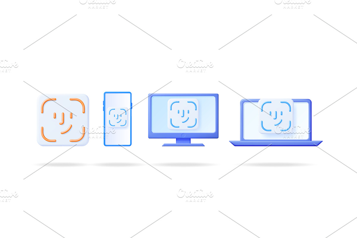 Face recognition user interface icon, a Technology Illustration by Abscent