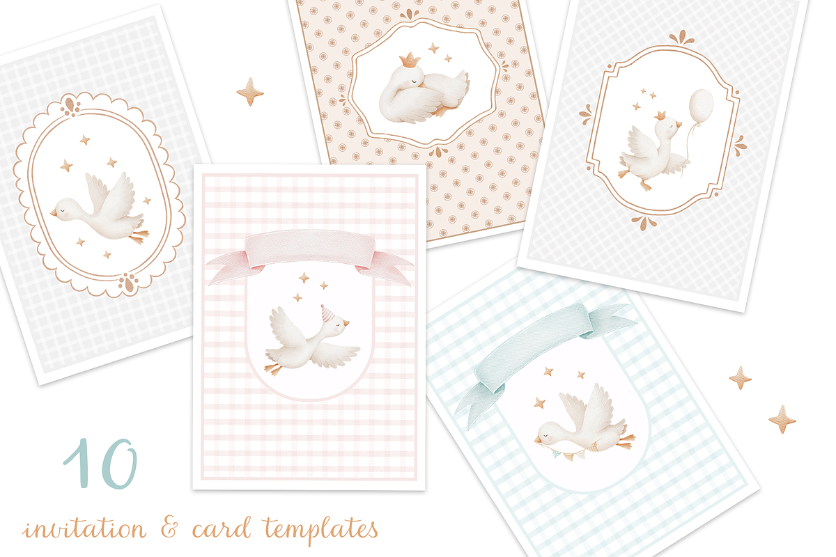 Silly Goose Watercolor Nursery Set, an Animal Illustration by tetiartline (Photo 7 of 12)