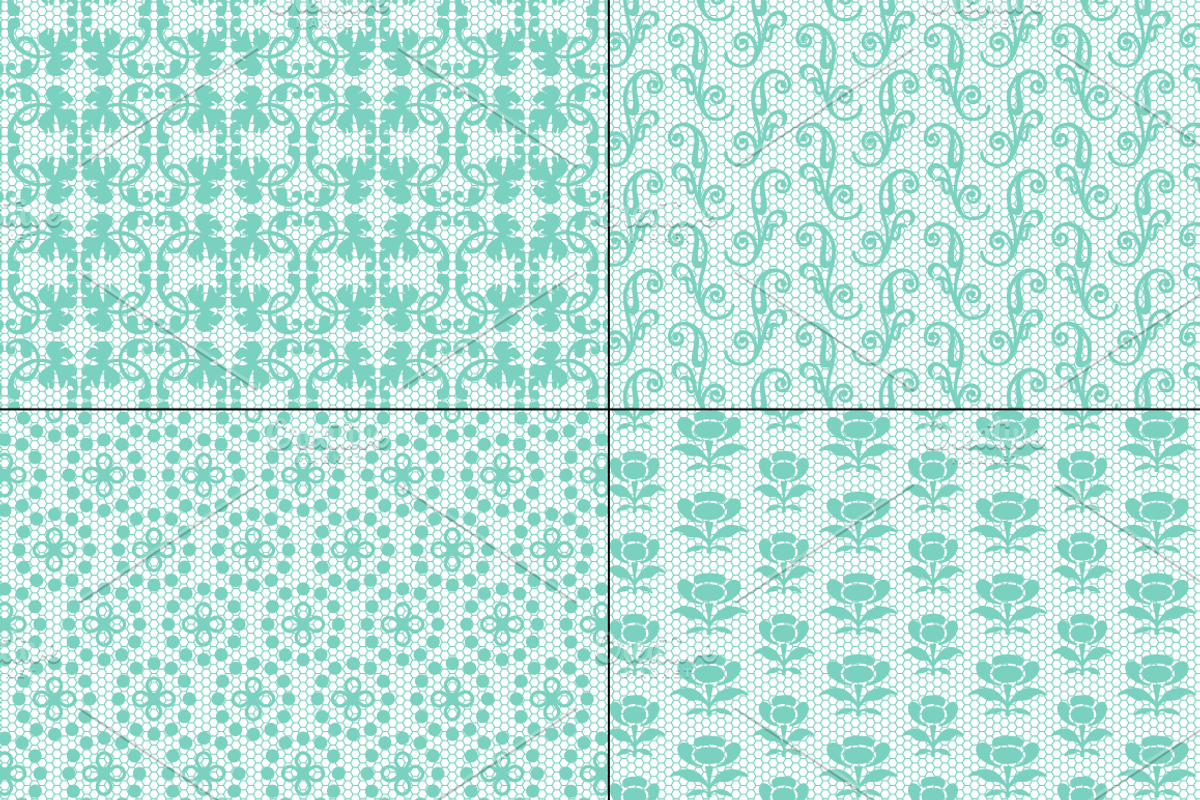 Seamless Aqua Lace Patterns preview 3