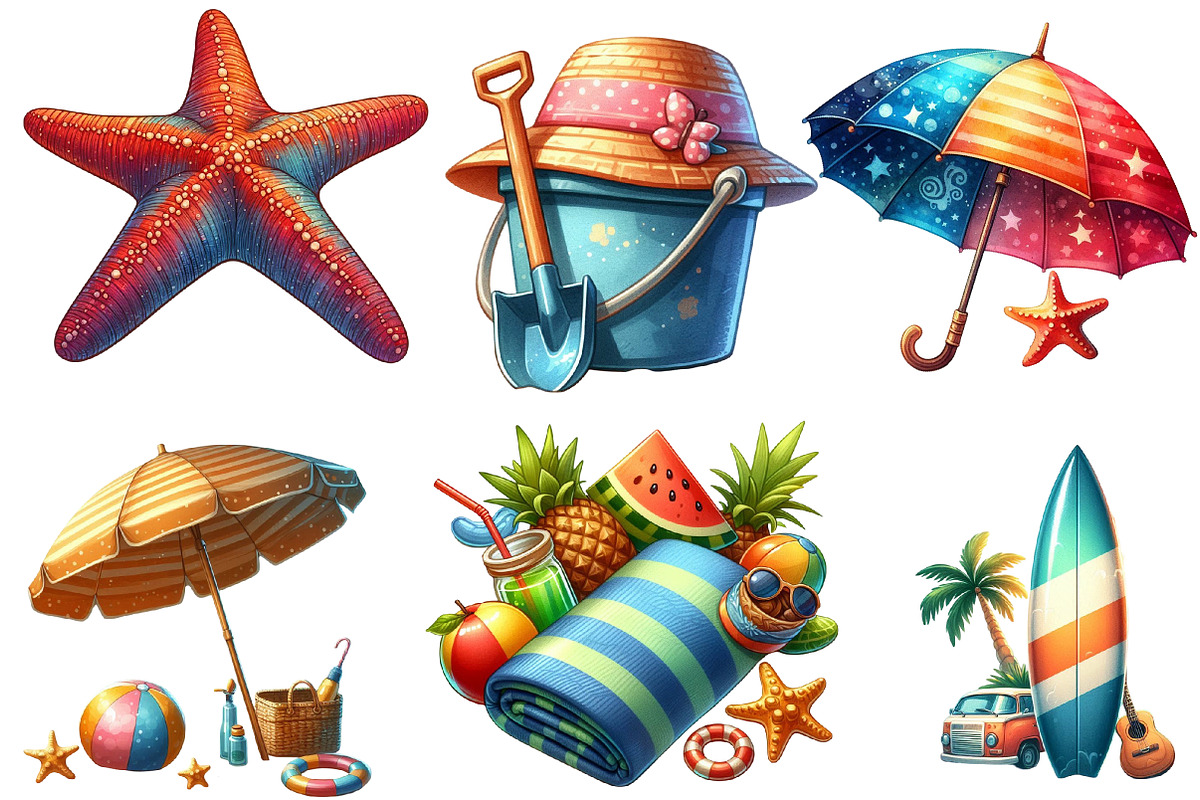 Coastal Summer Sublimation Clipart, an Illustration by Designworld (Photo 4 of 6)