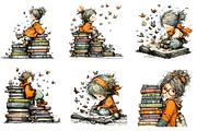 Quirky Book Lover Clipart, an Illustration by CreationArt (Thumbnail 5 of 5)