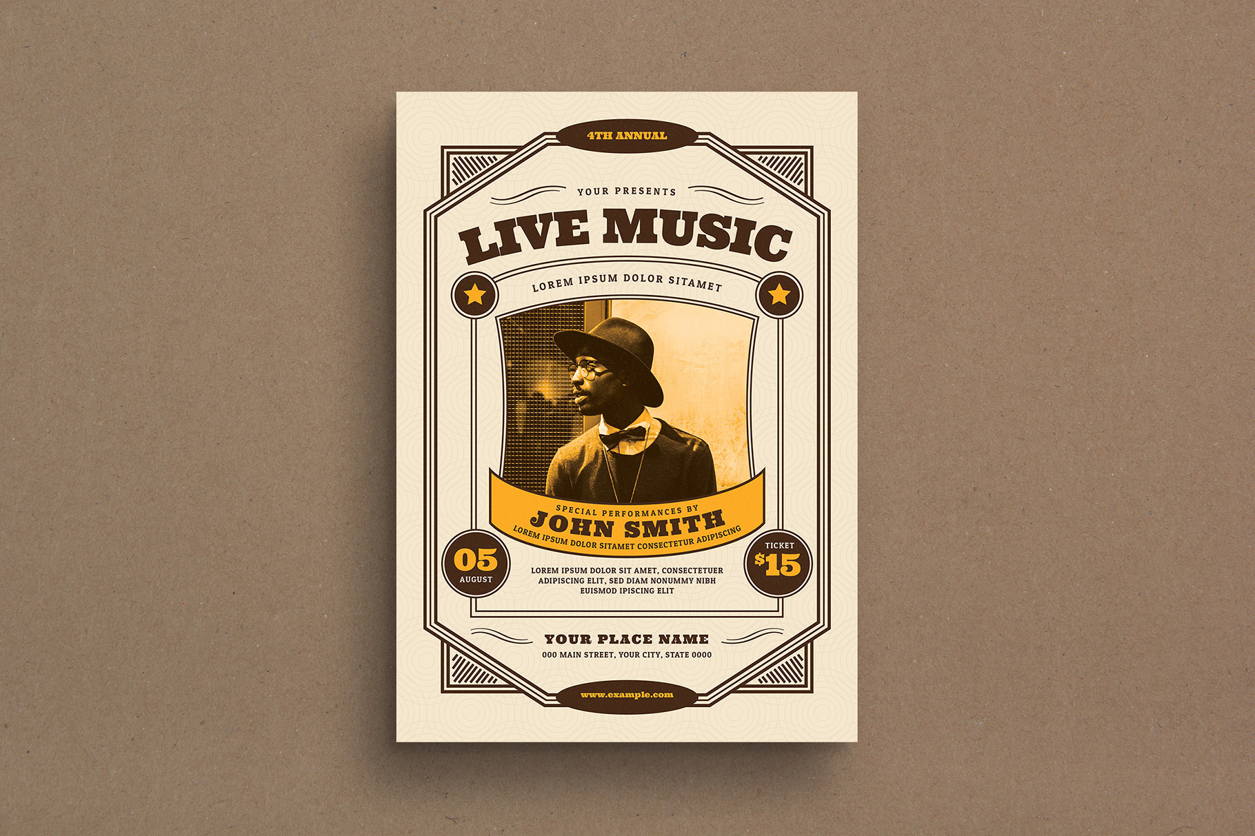 Vintage Live Music Event Flyer by Guuver  Creative Market