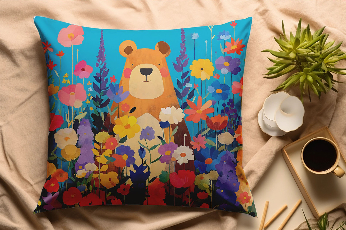 Bear in the Flower Thicket, an Animal Illustration by yahu88studio (Photo 3 of 6)