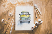 Retro cars. Watercolor illustrations, a Transportation Illustration by iri-illustration (Thumbnail 6 of 11)