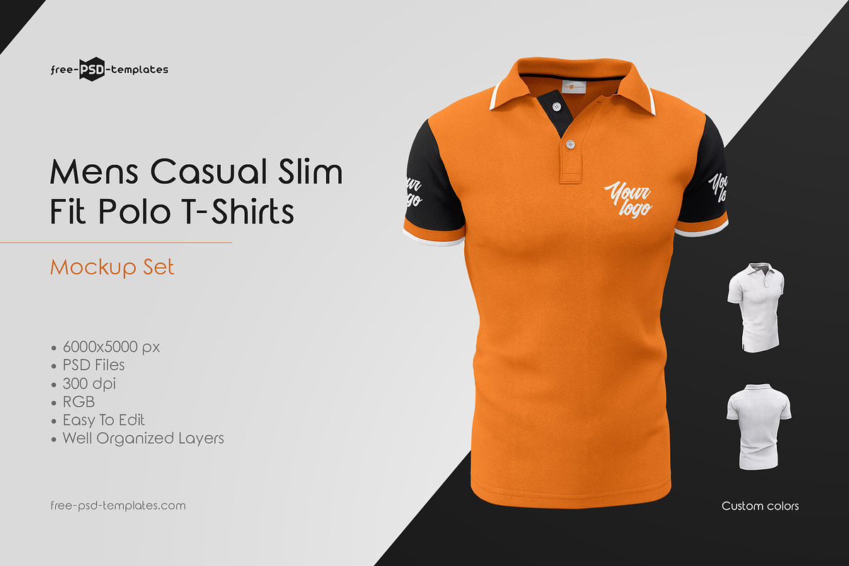 Mens Casual Polo T-Shirts MockUp Set, a Shirt Mockup by Free-PSD