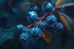 Bunches of ripe blueberries, a Photo by Pavel_design
