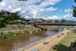 Gyojin Bridge crossing the Miyagawa River in Takayama, Japan, an Architecture Photo by GoodGoods