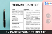 Google Docs Resume Template | 1 Page, a Resume Template by bonadigitals (Thumbnail 1 of 4)