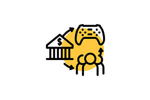 Gamefi ecosystem color line icon