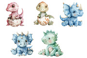 Watercolor Dinosaurs Clipart, an Illustration by Design Market (Thumbnail 4 of 5)
