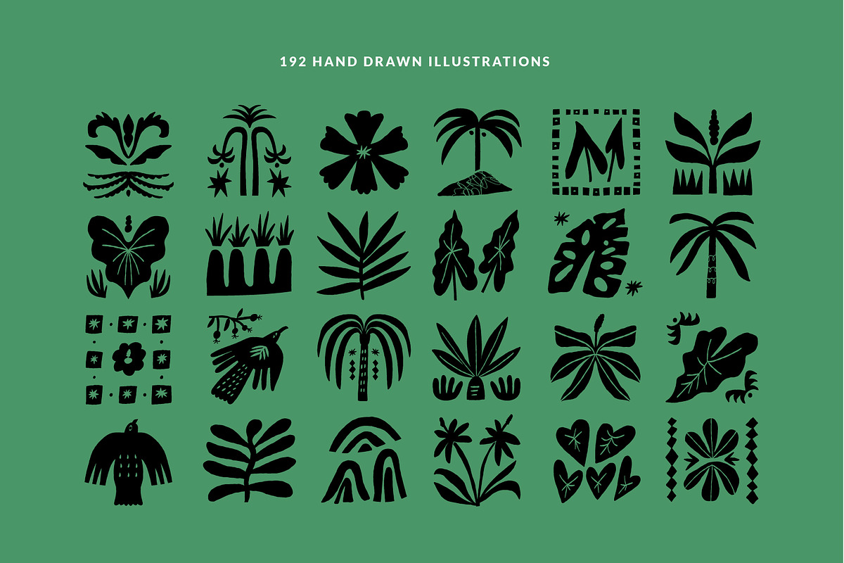 207 FOLK TROPICAL SHAPES AND BORDERS, a Decorative Illustration by Favete Art (Photo 4 of 17)