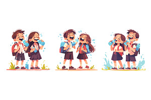Kids drinking water. Children with, an Object Illustration by Stock-Smart-Start