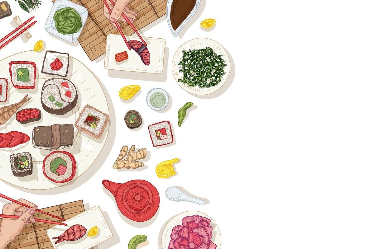 Sushi, hand drawn bundle, a Food Illustration by Good Studio (Photo 8 of 32)