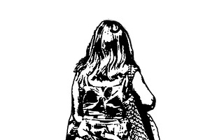 Isolated graphic of mature woman with dress carrying bags, a Person Illustration by DanFLCreativo
