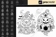 120 Procreate Halloween Castle Stamp, a Brush Add-On by DrawingStoryShop (Thumbnail 8 of 8)