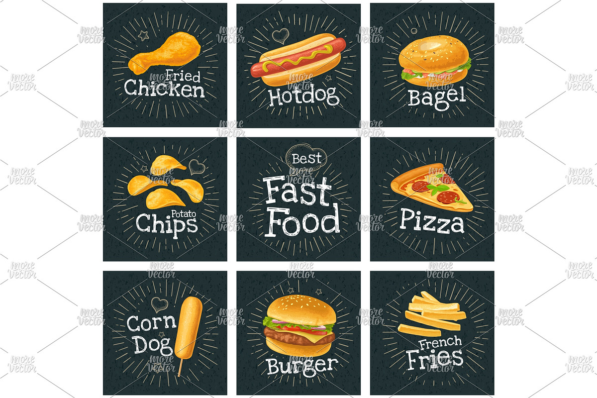Set fast food banner illustration, a Food Illustration by MoreVector (Photo 1 of 4)