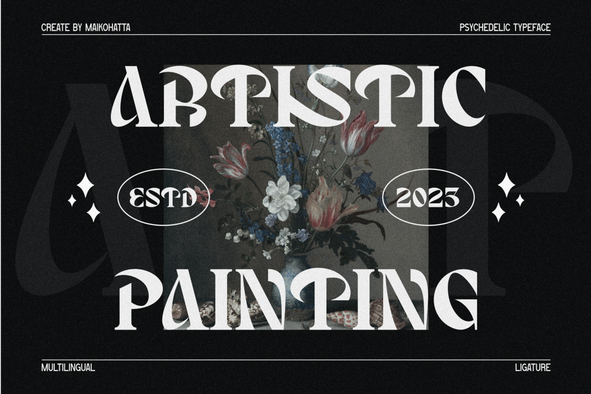 Tarsica - Modern Psychedelic Font, a Serif Font by MaikoHatta (Photo 2 of 9)