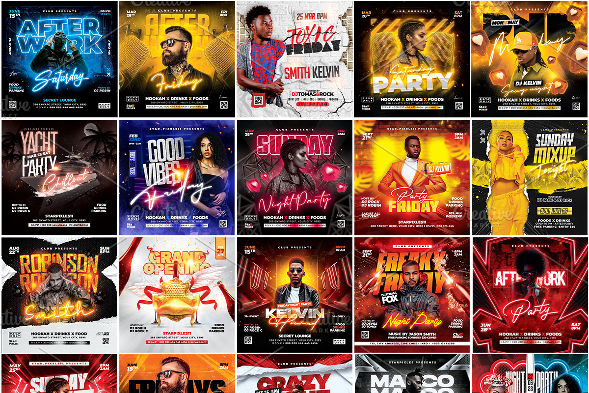 70 Night Club Party Flyer Bundle, a Flyer Template by StarPixles11 (Photo 2 of 16)