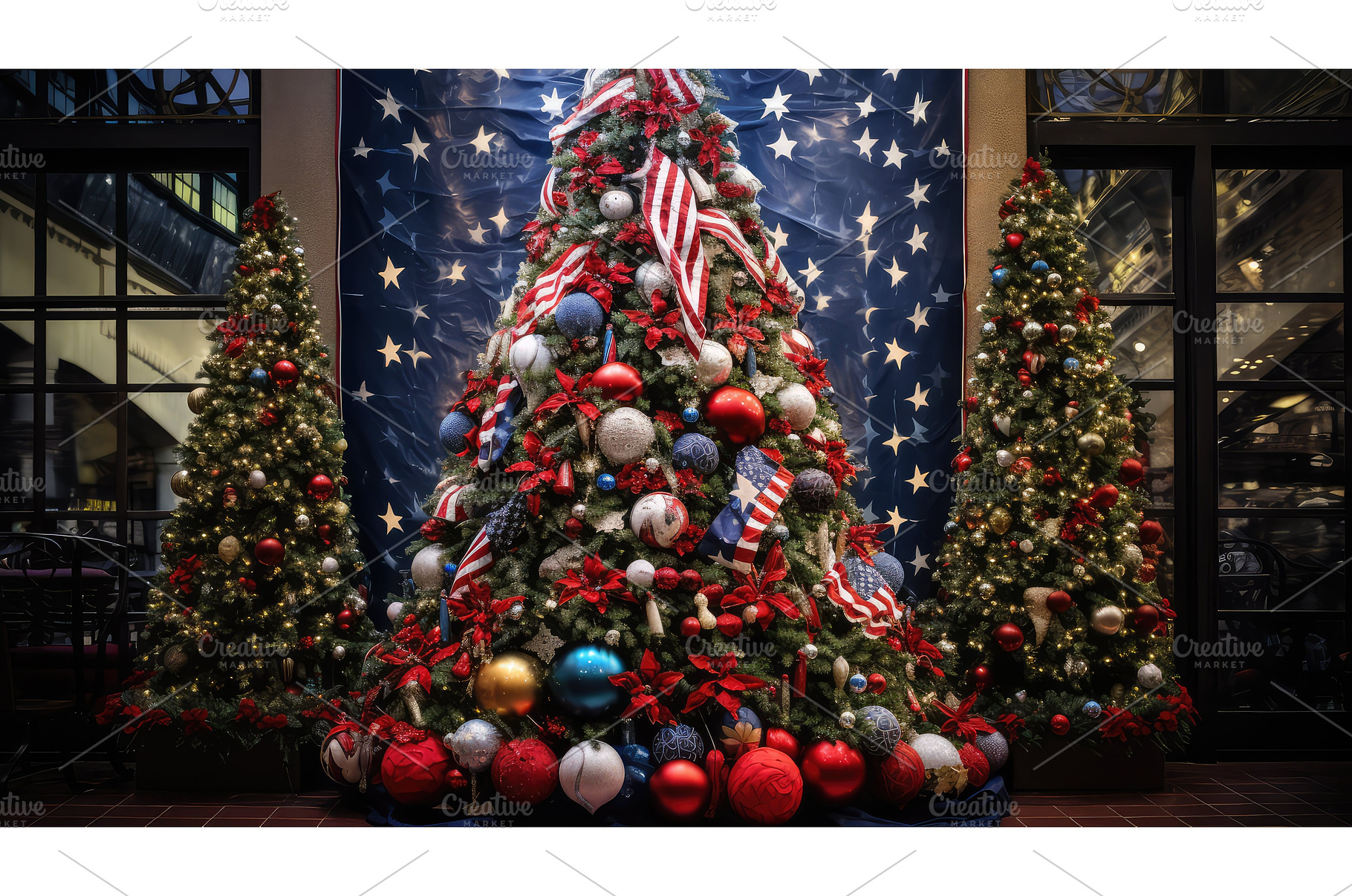 golden patriotic christmas tree ai, a Holiday Photo by pikepicture