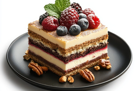 Birthday cake with fresh berries and, a Background Photo by Pixeness