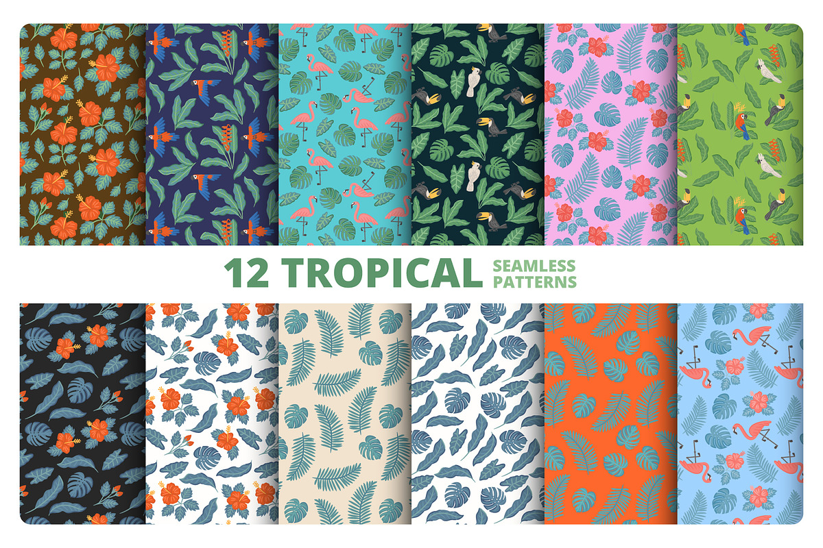 36 Tropical Elements + 12 Patterns, an Object Graphic by monkik (Photo 2 of 11)