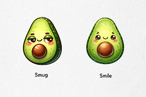 Cute Avocado Face Expressions