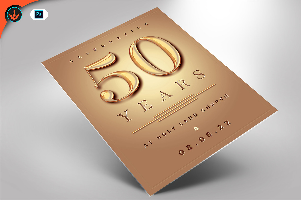 Gold Church Anniversary Flyer, a Flyer Template by SeraphimChris (Photo 1 of 11)