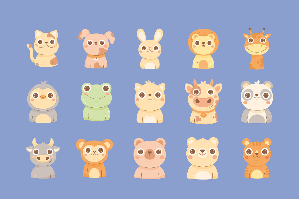 Cute Animal Avatar Icon Set