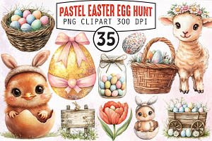 Pastel Easter Egg Hunt Clipart, an Illustration by RobertsArt