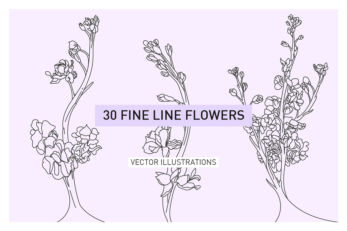 30 FineLine Flowers, an Illustration by Inkwell Supply Co (Photo 1 of 15)